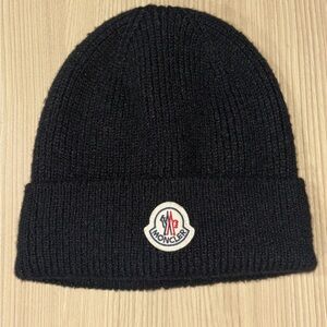 Moncler Black Ribbed Knit Beanie